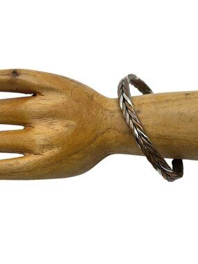 Vintage Artisan Handcrafted Twisted Braided Copper Brass Cuff Bangle Bracelet